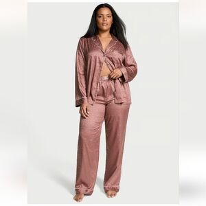 New Victoria's SecretGlazed Satin Dew Drop Long Pajama Set XXL Regular